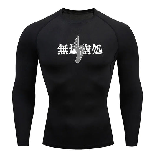 Jujutsu Kaisen Compression Shirt Men Long Running T Shirt Gym Sports Top Quick Dry Breathable Black Fitness Sportswear
