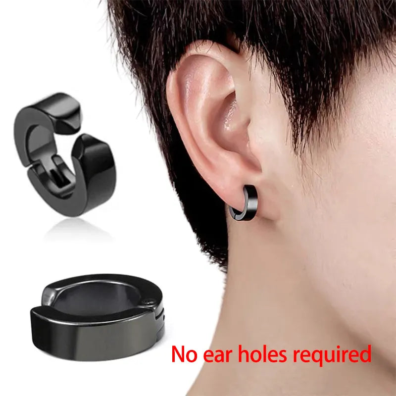 Anime Chainsaw Man Yoshida Hirofumi Cosplay Ear Clip Earrings Women Men Punk Black No Pierced Fake Ear Circle New Pop Jewelry